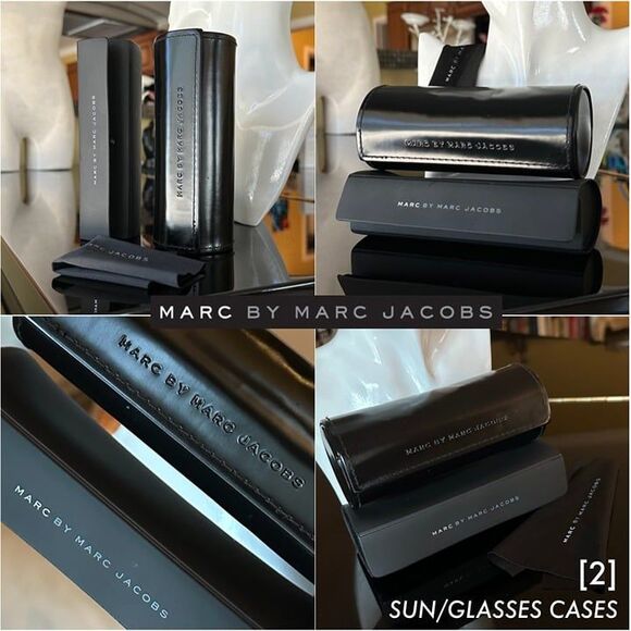 2x Marc by Marc Jacobs Glasses Cases Black Faux Patent Leather Sunglasses Case - Picture 1 of 12